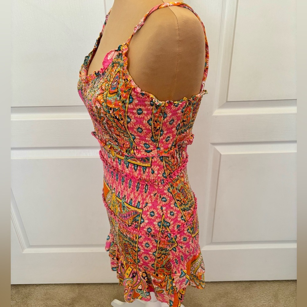 Olivaceous Multicolor Smocked Mini Dress | Size M - Picture 4 of 11